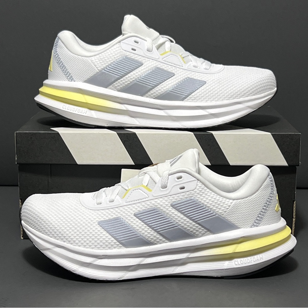 Adidas Galaxy 7 Women's Running Shoes White Powder Yellow Athletic Sneakers